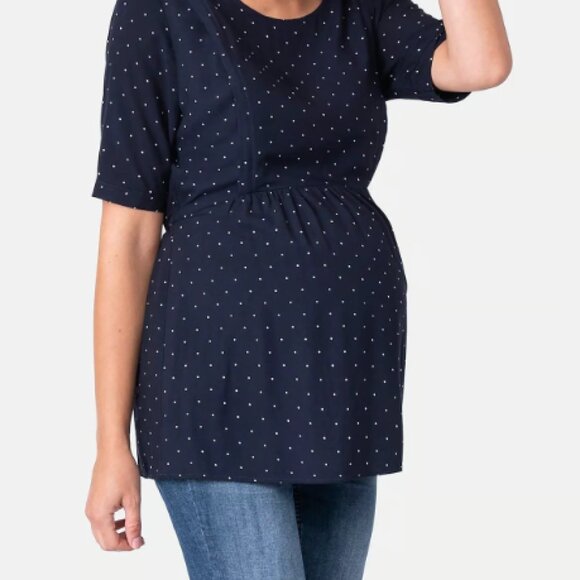NWOT Seraphine Navy Blue Dot Maternity Nursing Top - size 4 - Picture 6 of 8